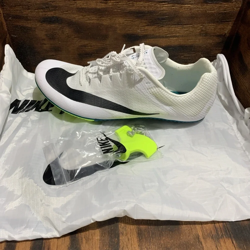 Nike Zoom Rival Sprint Track White Black Bright Spruce FZ9663-102 Sz 10